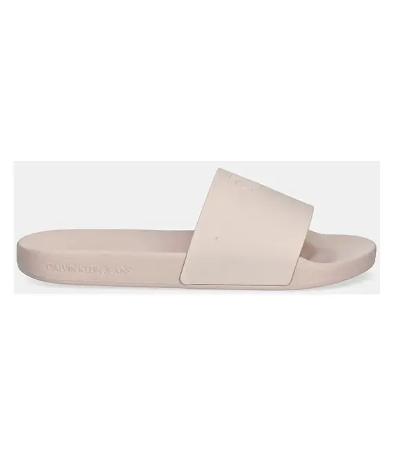 Παντόφλες Calvin Klein Jeans SLIDE MONOGRAM TPU χρώμα: μπεζ, YW0YW01715