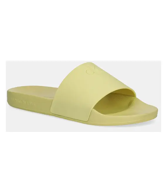 Παντόφλες Calvin Klein Jeans SLIDE MONOGRAM TPU χρώμα: πράσινο, YW0YW01715