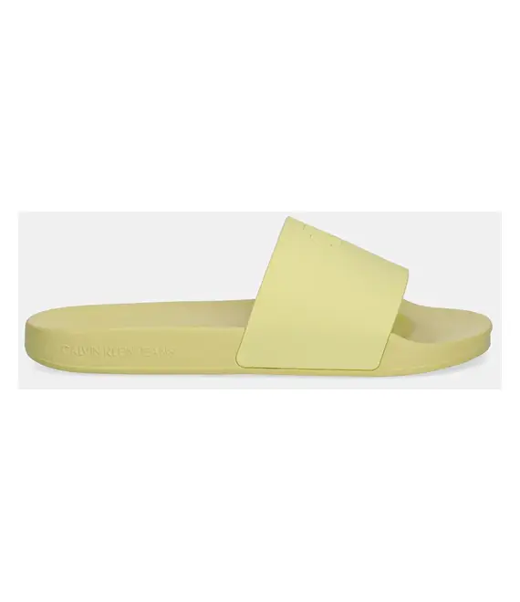 Παντόφλες Calvin Klein Jeans SLIDE MONOGRAM TPU χρώμα: πράσινο, YW0YW01715