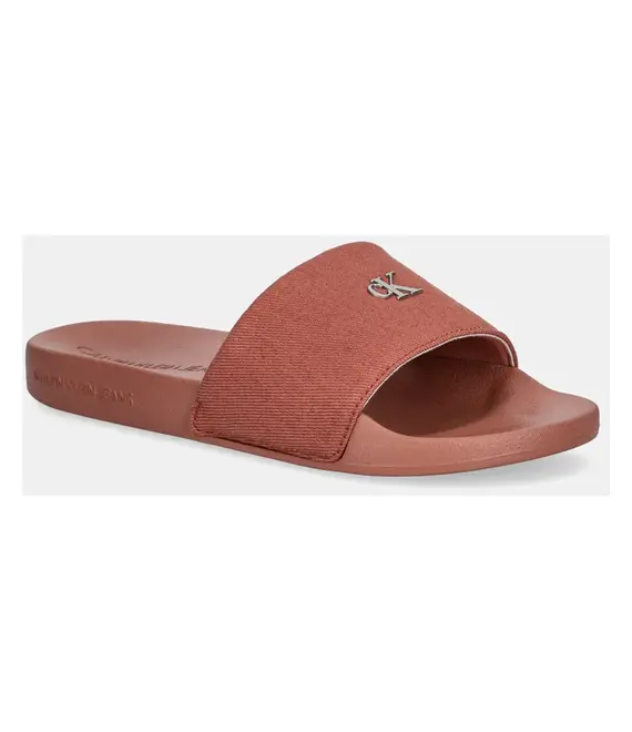 Παντόφλες Calvin Klein Jeans SLIDE MONOGRAM HARDWARE χρώμα: ροζ, YW0YW01713