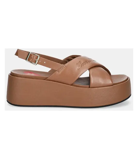 Δερμάτινα σανδάλια Love Moschino χρώμα: καφέ, JA16187I0MIA0201