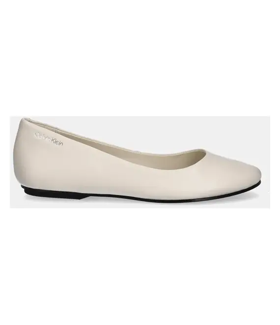 Δερμάτινες μπαλαρίνες Calvin Klein FLAT MARY JANE - LTH χρώμα: μπεζ, HW0HW02341