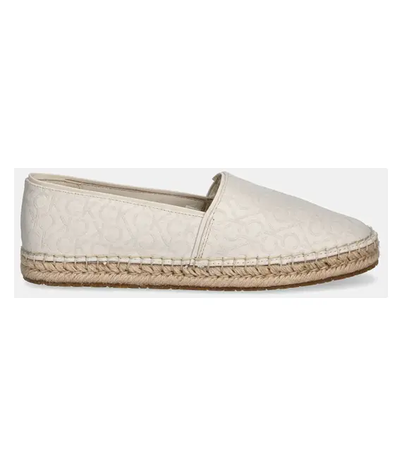 Εσπαντρίγιες Calvin Klein FLAT ESPADRILLE - JACQ χρώμα: μπεζ, HW0HW02467