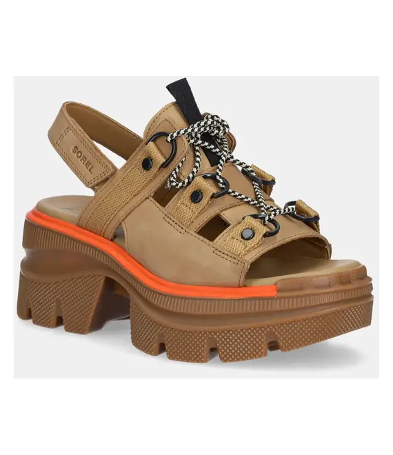 Σανδάλια nubuck Sorel REIN CB LACE PLATFORM HE χρώμα: μπεζ, 2113101263