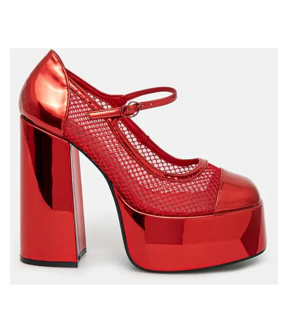 Γοβάκια Koi Footwear x Rocky Horror Show Regular Frankie Fan Fishnet χρώμα: κόκκινο, Regular Frankie Fan Fishnet