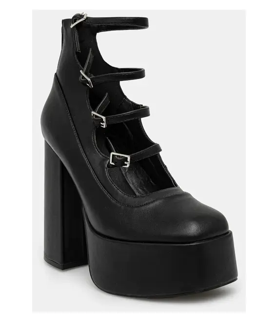 Γοβάκια Koi Footwear GURREN BLACK STRAPPY PLATFORM HEELS χρώμα: μαύρο, DBP17