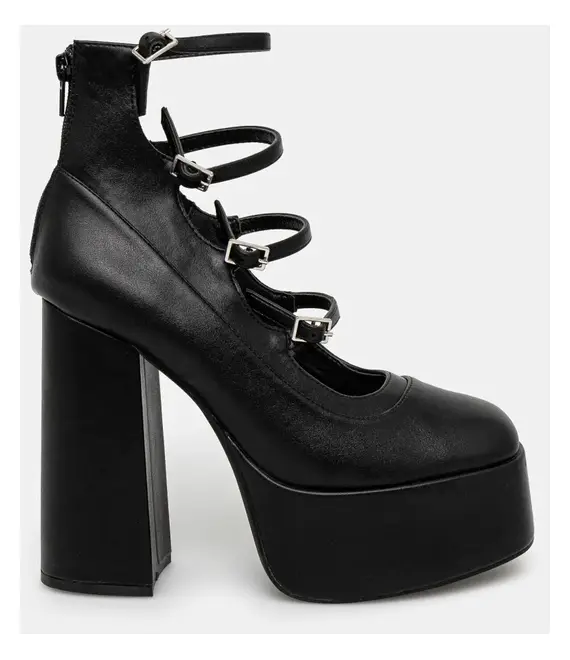 Γοβάκια Koi Footwear GURREN BLACK STRAPPY PLATFORM HEELS χρώμα: μαύρο, DBP17
