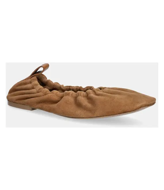 Μπαλαρίνες σουέτ Pepe Jeans POPPY BASIC χρώμα: καφέ, PLS10430