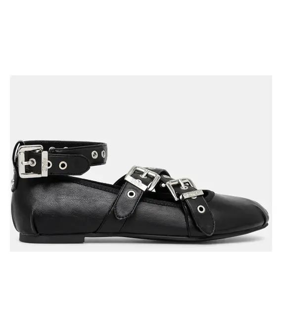 Μπαλαρίνες Buffalo Daphne Mary Buckle χρώμα: μαύρο, 1620029-BLK