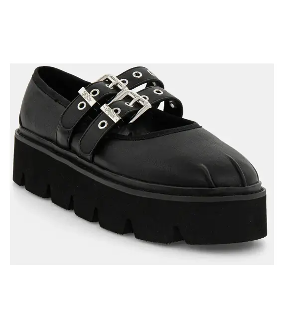 Μπαλαρίνες Buffalo Darya Mary Ts χρώμα: μαύρο, 1620036-BLK