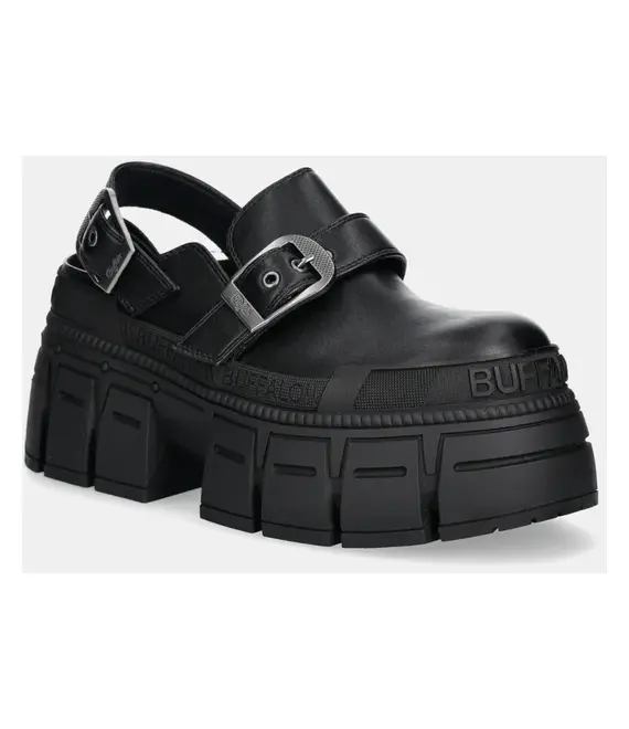 Μοκασίνια Buffalo Gospher Clog Snd χρώμα: μαύρο, 1624085-BLK