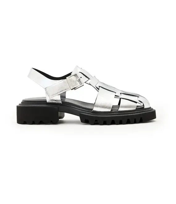 Σανδάλια AllSaints Tess Sandal γυναικείες, χρώμα: ασημί, W042FC