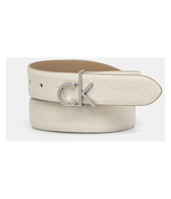 Δερμάτινη ζώνη Calvin Klein χρώμα: μπεζ, K60K613073