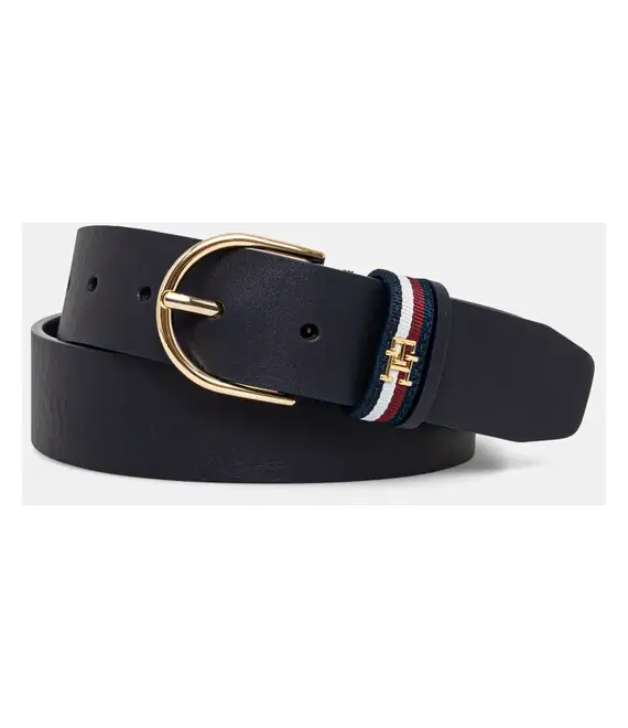 Δερμάτινη ζώνη Tommy Hilfiger χρώμα: ναυτικό μπλε, AW0AW16835