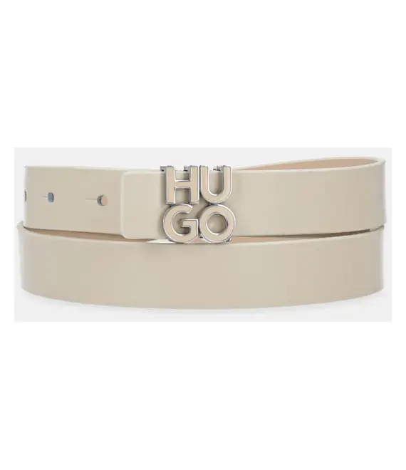 Δερμάτινη ζώνη HUGO χρώμα: μπεζ, 50529613
