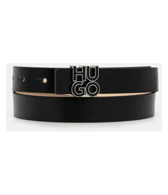 Δερμάτινη ζώνη HUGO χρώμα: μαύρο, 50529613