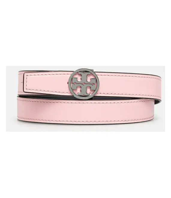 Αναστρέψιμη δερμάτινη ζώνη Tory Burch Miller Smooth Reversible χρώμα: ροζ, 159072-650