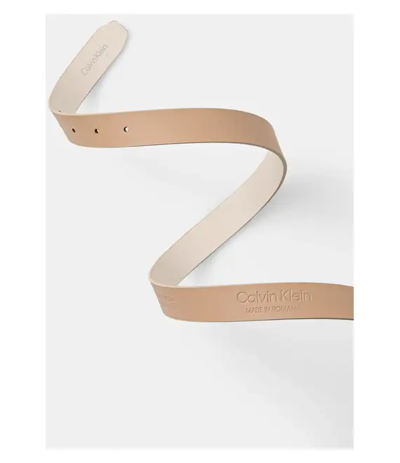 Δερμάτινη ζώνη Calvin Klein χρώμα: μπεζ, K60K613234