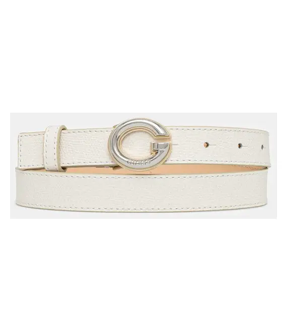 Δερμάτινη ζώνη Guess PUFFY χρώμα: μπεζ, BW9233 P5215