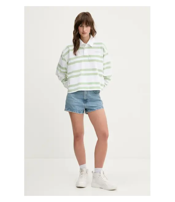 Βαμβακερή μπλούζα με μακριά μανίκια Guess Jeans χρώμα: άσπρο, W5RP50 KCPS1