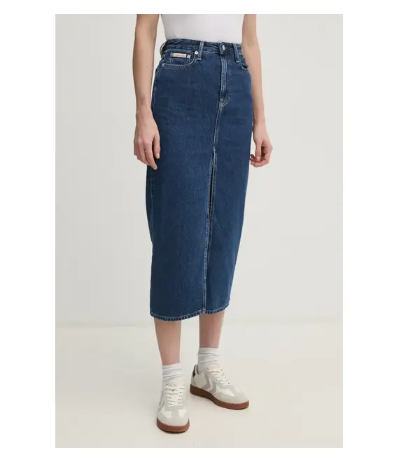 Τζιν φούστα Calvin Klein Jeans χρώμα: ναυτικό μπλε, J20J224531