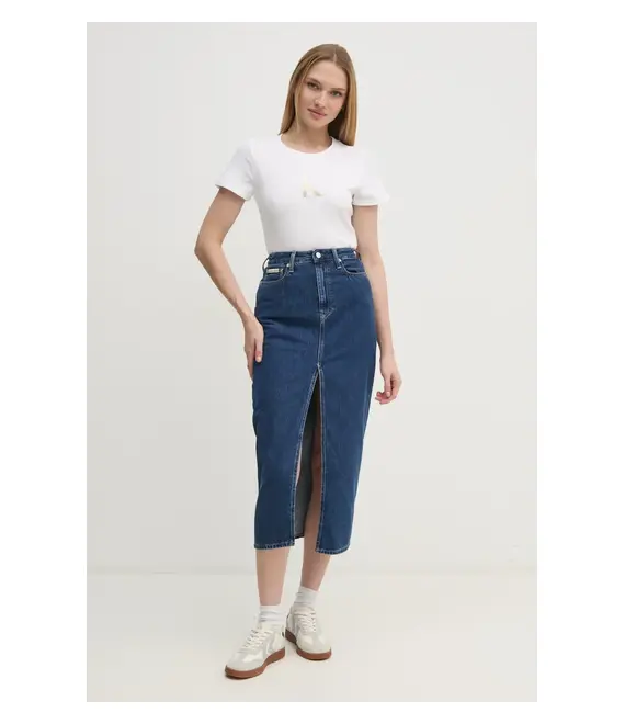 Τζιν φούστα Calvin Klein Jeans χρώμα: ναυτικό μπλε, J20J224531