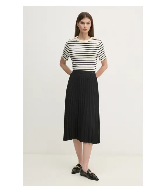 Φούστα Tommy Hilfiger χρώμα: μαύρο, WW0WW43886