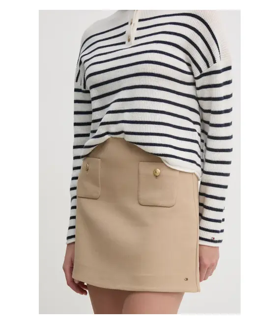 Φούστα Tommy Hilfiger χρώμα: μπεζ, WW0WW44994