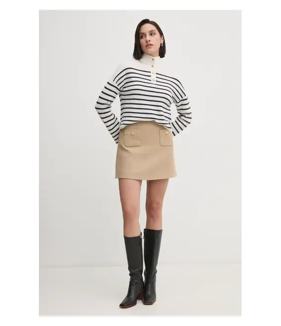 Φούστα Tommy Hilfiger χρώμα: μπεζ, WW0WW44994