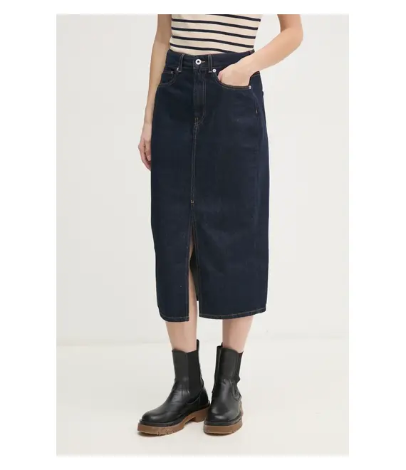 Τζιν φούστα Pepe Jeans MIDI SKIRT HW χρώμα: ναυτικό μπλε, PL901186AB2