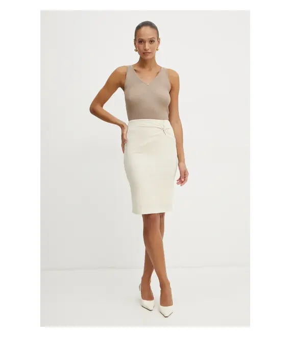 Φούστα Guess ZAMA χρώμα: μπεζ, W5RD53 KAQL2