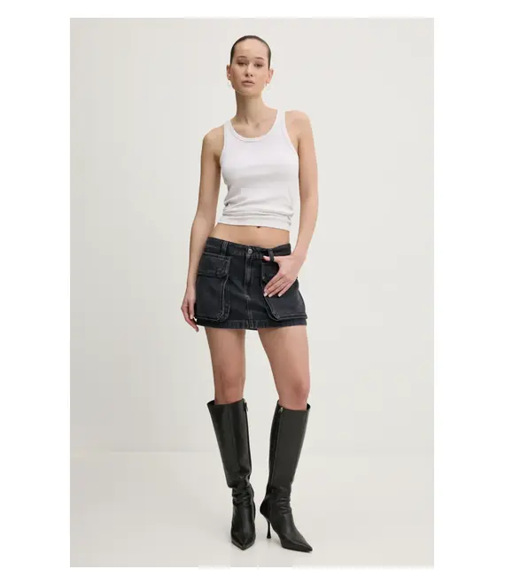 Τζιν φούστα Diesel DE-TON SKIRT χρώμα: γκρι, A15784.007Z9