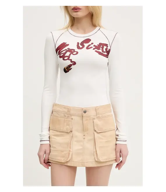 Φούστα Diesel DE-TON SKIRT χρώμα: μπεζ, A15784.09L26