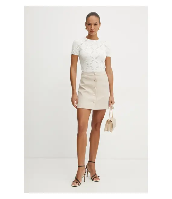 Φούστα Marciano Guess BECKY χρώμα: μπεζ, 5RGD03 7115A
