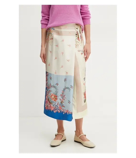 Μεταξωτή φούστα Weekend Max Mara χρώμα: μπεζ, 2515101012600