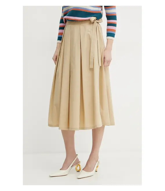 Βαμβακερή φούστα Weekend Max Mara χρώμα: μπεζ, 2515101032600