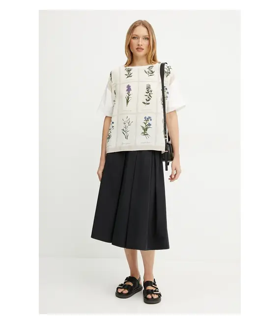 Βαμβακερή φούστα Weekend Max Mara χρώμα: μαύρο, 2515101032600