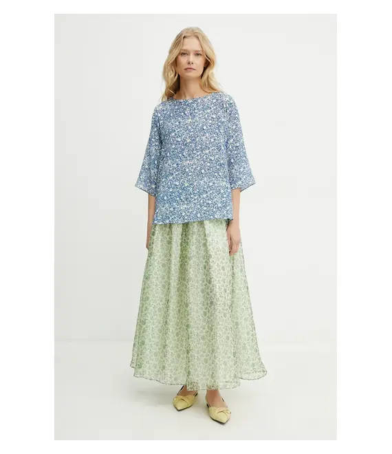 Μεταξωτή φούστα Weekend Max Mara χρώμα: πράσινο, 2515101072600