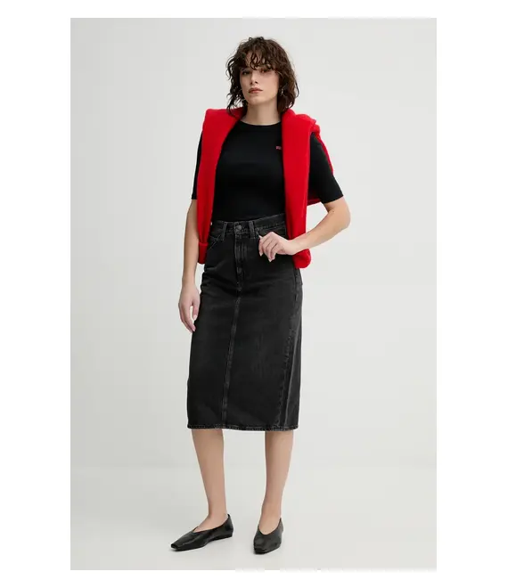 Τζιν φούστα Levi's HR BACK SLIT SKIRT χρώμα: γκρι, 001VH