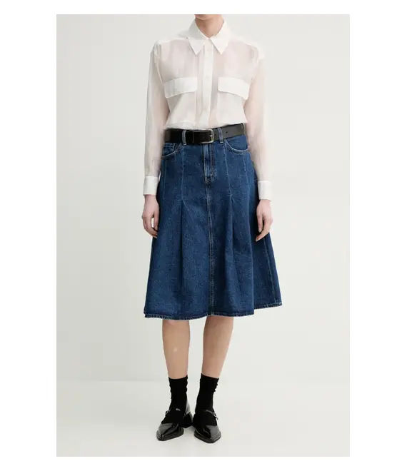 Τζιν φούστα Levi's PLEATED MIDI SKIRT χρώμα: ναυτικό μπλε, 001VN