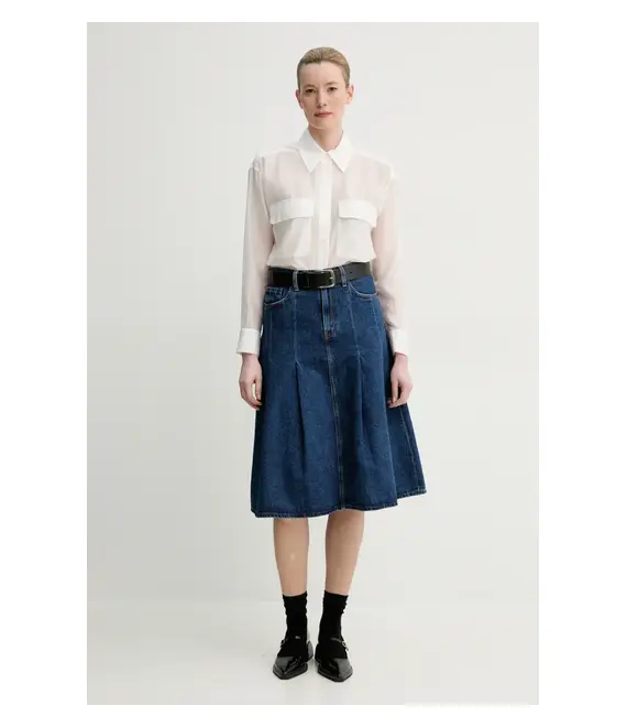 Τζιν φούστα Levi's PLEATED MIDI SKIRT χρώμα: ναυτικό μπλε, 001VN