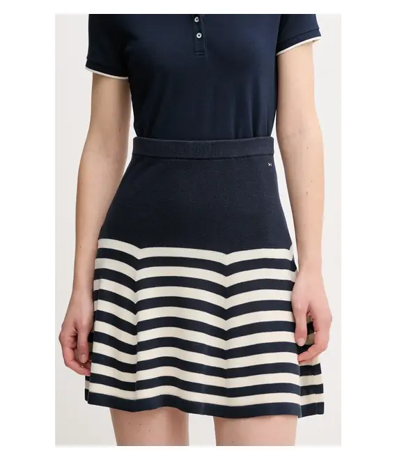 Μεταξωτή φούστα Tommy Hilfiger χρώμα: ναυτικό μπλε, WW0WW44475