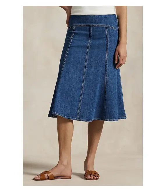 Βαμβακερή τζιν φούστα Polo Ralph Lauren χρώμα: μπλε, 211964731