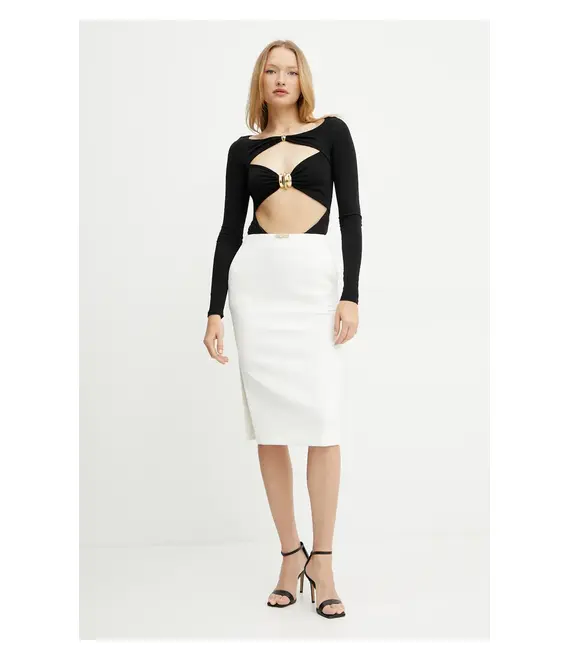 Φούστα Elisabetta Franchi χρώμα: μπεζ, GO12252E2