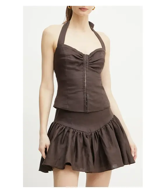 Λινή φούστα Bardot AMORETTE χρώμα: καφέ, 59864SB2