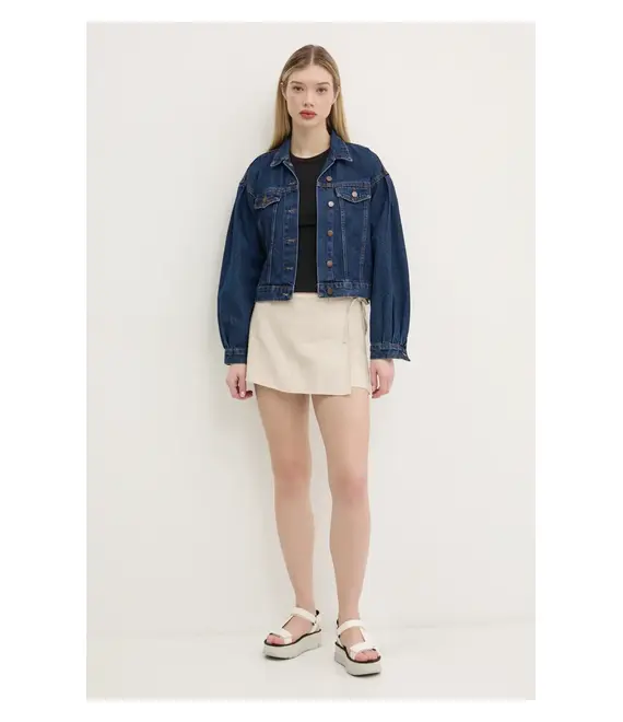 Λινή φούστα Hollister Co. χρώμα: μπεζ, KI343-5027