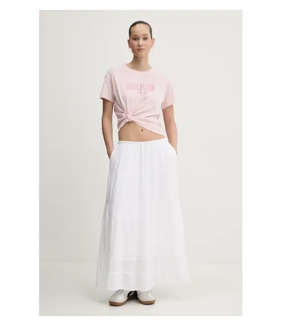 Φούστα Hollister Co. χρώμα: άσπρο, KI343-5039