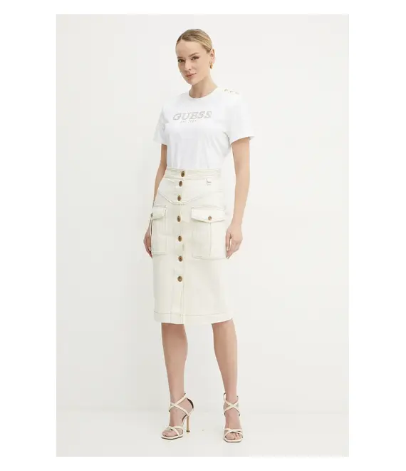 Φούστα Marciano Guess NAOMI χρώμα: μπεζ, 5GGD08 7297A