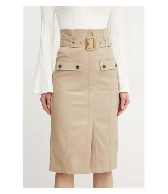 Βαμβακερή φούστα Marciano Guess CINDY χρώμα: μπεζ, 5GGD02 7293A