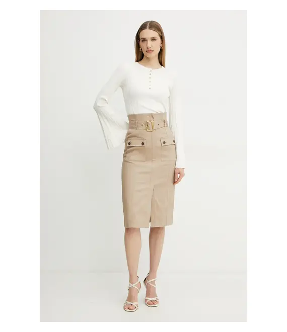 Βαμβακερή φούστα Marciano Guess CINDY χρώμα: μπεζ, 5GGD02 7293A